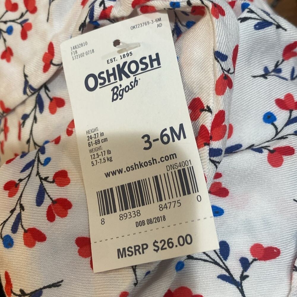 Oshkosh Bgosh heart floral ruffle button back - Picture 7 of 7